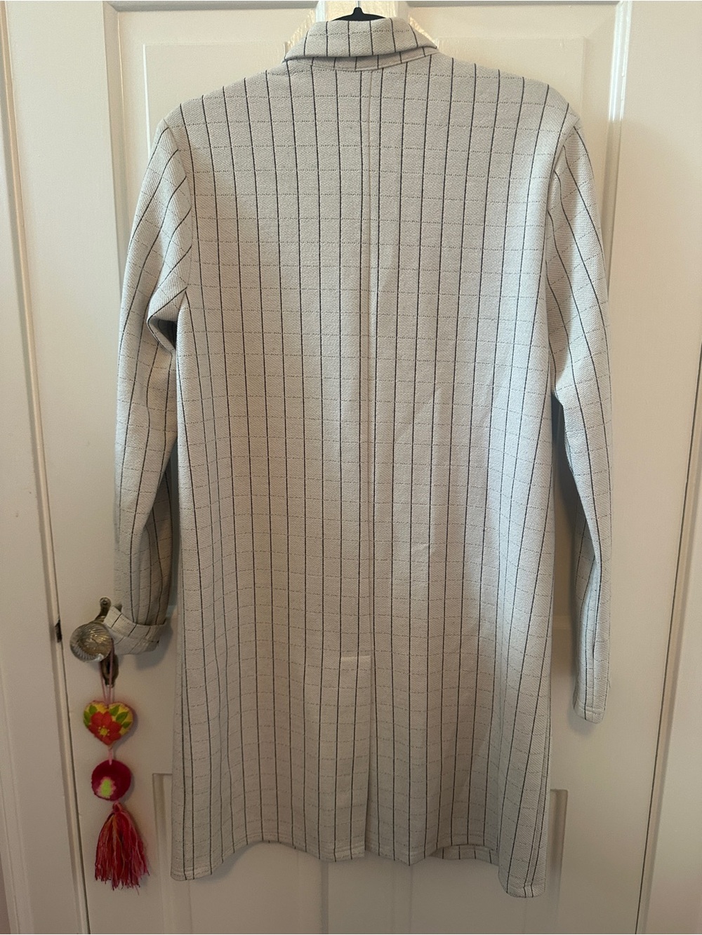 Anthropologie Cream Pinstripe Longline Haryn Blazer - Picture 8 of 11